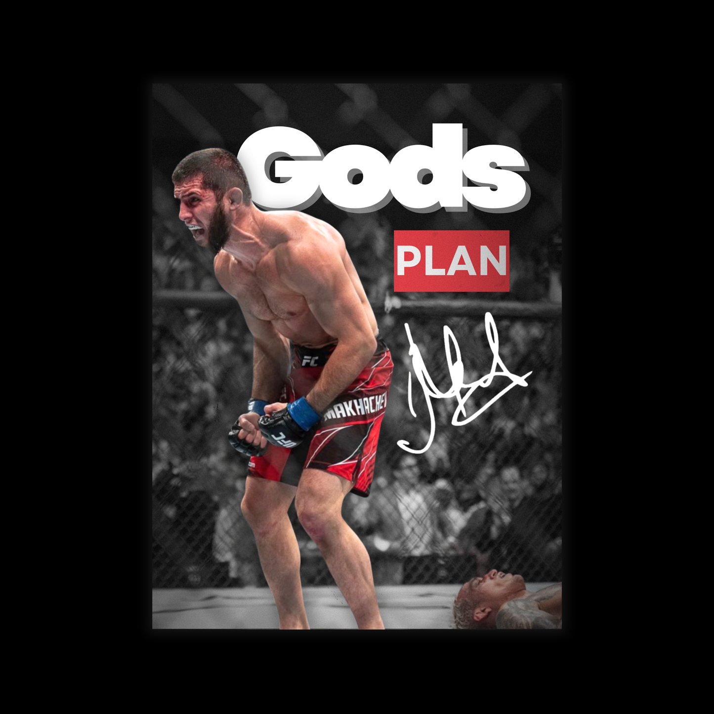 Islam Makhachev Poster, MMA Champion Wall Decor, UFC Gift, Rolled Posters for Men, Russia Gods Plan